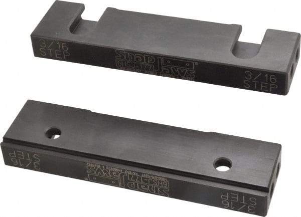 Snap Jaws - 6" Wide x 1.53" High x 0.73" Thick, Step Vise Jaw - Hard, Steel, Fixed Jaw, Compatible with 6" Vises - USA Tool & Supply