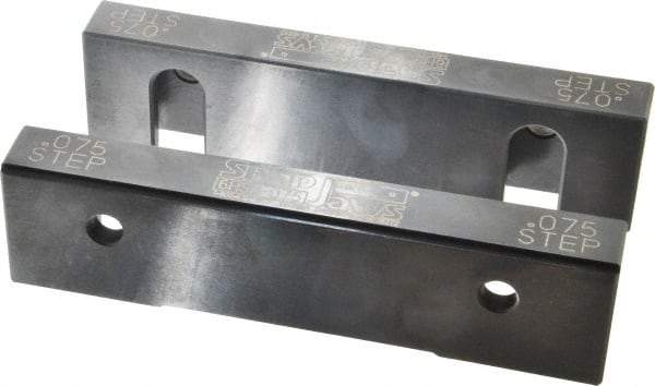 Snap Jaws - 6" Wide x 1.53" High x 0.73" Thick, Step Vise Jaw - Hard, Steel, Fixed Jaw, Compatible with 6" Vises - USA Tool & Supply
