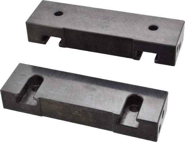 Snap Jaws - 6" Wide x 1-3/4" High x 1" Thick, Flat/No Step Vise Jaw - Soft, Steel, Fixed Jaw, Compatible with 6" Vises - USA Tool & Supply