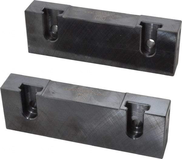 Snap Jaws - 6" Wide x 2" High x 1" Thick, Flat/No Step Vise Jaw - Soft, Steel, Fixed Jaw, Compatible with 6" Vises - USA Tool & Supply