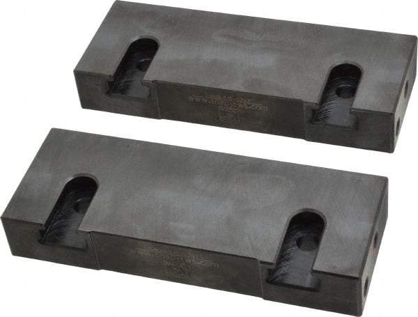 Snap Jaws - 6" Wide x 2-1/4" High x 1" Thick, Flat/No Step Vise Jaw - Soft, Steel, Fixed Jaw, Compatible with 6" Vises - USA Tool & Supply