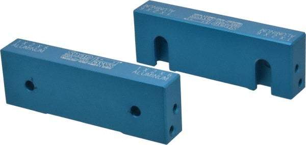 Snap Jaws - 6" Wide x 2" High x 1" Thick, Flat/No Step Vise Jaw - Soft, Aluminum, Fixed Jaw, Compatible with 6" Vises - USA Tool & Supply