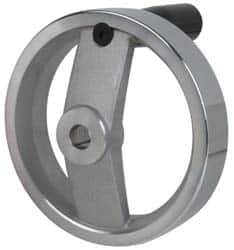 Value Collection - 4.92", 2 Spoke Handwheel with Rectractable Handle - 1.22" Hub, Aluminum, Polished Finish - USA Tool & Supply