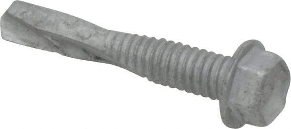 Buildex - #12, Hex Washer Head, Hex Drive, 1-1/4" Length Under Head, #5 Point, Self Drilling Screw - Steel - USA Tool & Supply