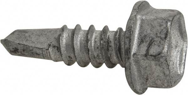 Buildex - #10, Hex Washer Head, Hex Drive, 5/8" Length Under Head, #3 Point, Self Drilling Screw - Steel - USA Tool & Supply