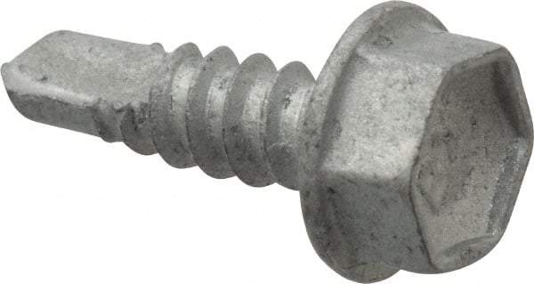 Buildex - #10, Hex Washer Head, Hex Drive, 5/8" Length Under Head, #3 Point, Self Drilling Screw - Steel - USA Tool & Supply