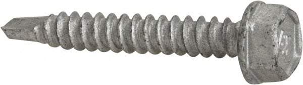 Buildex - #10, Hex Washer Head, Hex Drive, 1-1/4" Length Under Head, #3 Point, Self Drilling Screw - Steel - USA Tool & Supply