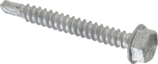 Buildex - #10, Hex Washer Head, Hex Drive, 1-1/2" Length Under Head, #3 Point, Self Drilling Screw - Steel - USA Tool & Supply