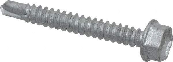 Buildex - #10, Hex Washer Head, Hex Drive, 1-1/2" Length Under Head, #3 Point, Self Drilling Screw - Steel - USA Tool & Supply
