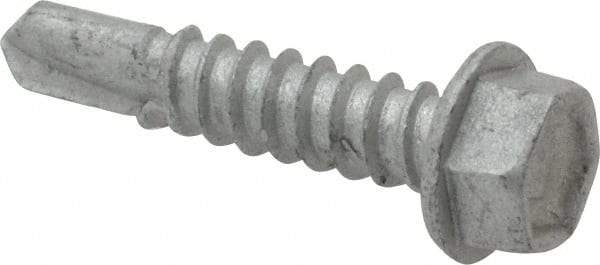 Buildex - #12, Hex Washer Head, Hex Drive, 1" Length Under Head, #3 Point, Self Drilling Screw - Steel - USA Tool & Supply
