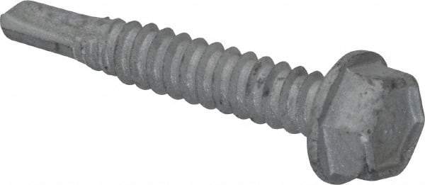 Buildex - 1/4", Hex Washer Head, Hex Drive, 1-1/2" Length Under Head, #3 Point, Self Drilling Screw - Steel - USA Tool & Supply