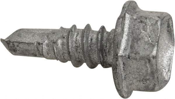 Buildex - #10, Hex Washer Head, Hex Drive, 1/2" Length Under Head, #3 Point, Self Drilling Screw - Steel - USA Tool & Supply
