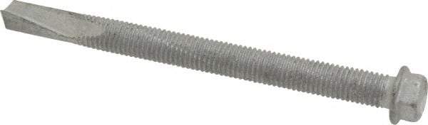 Buildex - 1/4", Hex Washer Head, Hex Drive, 3" Length Under Head, #5 Point, Self Drilling Screw - Steel - USA Tool & Supply