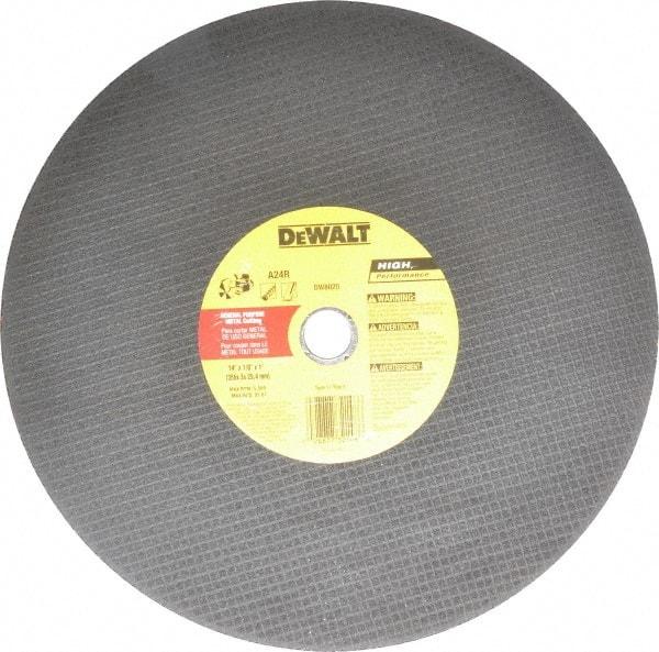 DeWALT - 14" Aluminum Oxide Cutoff Wheel - 1/8" Thick, 1" Arbor, 5,500 Max RPM, Use with Circular Saws - USA Tool & Supply