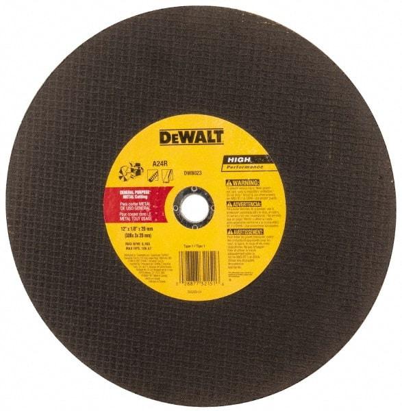 DeWALT - 12" Aluminum Oxide Cutoff Wheel - 1/8" Thick, 20mm Arbor, 6,400 Max RPM, Use with Circular Saws - USA Tool & Supply