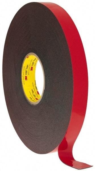 3M - 1" x 36 Yd Acrylic Adhesive Double Sided Tape - 45 mil Thick, Black, Acrylic Foam Liner, Continuous Roll, Series 5952 - USA Tool & Supply