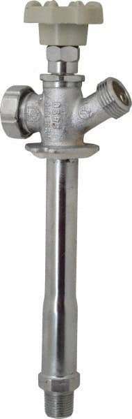 B&K Mueller - 1/2" Pipe, 6" Long Shank, Chrome Plated Brass Antisiphon Frostfree Sillcock - Handwheel Handle, Male & Solder End Connections, 125 psi WOG Rating - USA Tool & Supply