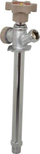 B&K Mueller - 1/2" Pipe, 8" Long Shank, Chrome Plated Brass Antisiphon Frostfree Sillcock - Handwheel Handle, Male & Solder End Connections, 125 psi WOG Rating - USA Tool & Supply