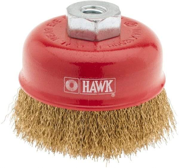 Value Collection - 3" Diam, M10x1.50 Threaded Arbor, Steel Fill Cup Brush - 0.008 Wire Diam, 12,500 Max RPM - USA Tool & Supply