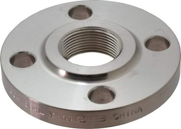 Merit Brass - 1-1/4" Pipe, 4-5/8" OD, Stainless Steel, Threaded Pipe Flange - 3-1/2" Across Bolt Hole Centers, 5/8" Bolt Hole, 150 psi, Grades 304 & 304L - USA Tool & Supply