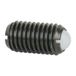 Vlier - M12x1.75, 8mm Ball Diam, 22mm Body Length, 2.5mm Max Ball Reach, Threaded Ball Plunger - Steel Body, Nylon Ball, 6.75 Lb Initial End Force, 12.36 Lb Final End Force - USA Tool & Supply