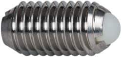 Vlier - M10x1.5, 6mm Ball Diam, 19mm Body Length, 2.01mm Max Ball Reach, Threaded Ball Plunger - Stainless Steel Body, Nylon Ball, 1.8 Lb Initial End Force, 3.37 Lb Final End Force - USA Tool & Supply