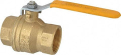 Parker - 1-1/2" Pipe, Brass Standard Ball Valve - 2 Piece, Inline - One Way Flow, FNPT x FNPT Ends, Lever Handle, 600 WOG, 150 WSP - USA Tool & Supply