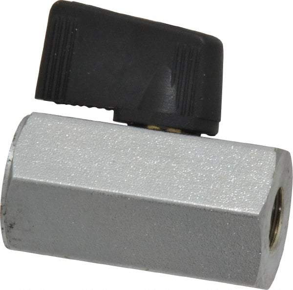 Midwest Control - 1/8" Pipe, Brass Miniature Ball Valve - Inline - One Way Flow, FNPT x FNPT Ends, Wedge Handle, 450 WOG - USA Tool & Supply
