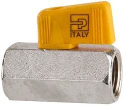 Parker - 3/8 x 1/4" Pipe, Brass Miniature Ball Valve - Inline - One Way Flow, FNPT x FNPT Ends, Wedge Handle, 450 WOG - USA Tool & Supply