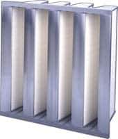 Made in USA - 24" Noml Height x 24" Noml Width x 12" Noml Depth, 95% Capture Efficiency, V-Bank Mini-Pleat Air Filter - MERV 14, Microfiberglass, Integrated Plastic Frame, 500 Max FPM, 2,000 CFM, For Any Unit - USA Tool & Supply