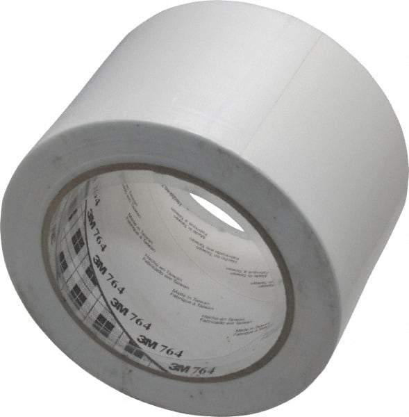 3M - White Solid Color Vinyl Tape - 3" Wide x 108' Long x 0.005" Thick, General Traffic - USA Tool & Supply