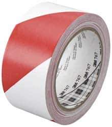 3M - Red & White Striped Vinyl Tape - 2" Wide x 108' Long x 0.005" Thick, General Traffic - USA Tool & Supply
