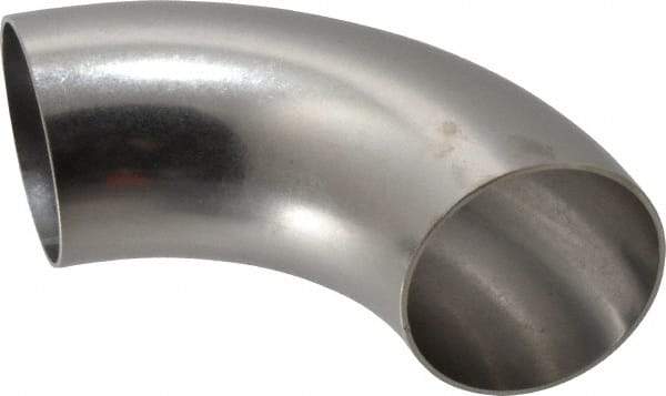 VNE - 2-1/2", Unpolished Style, Sanitary Stainless Steel Pipe 90° Elbow - Butt Weld x Butt Weld Connection, Grade 304 - USA Tool & Supply
