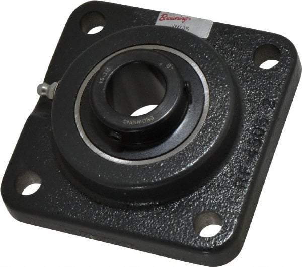 Browning - 1" ID, 4-1/4" OAL x 4-1/4" OAH 4-Bolt Flange - 2,567 Lb Static Cap, 4,381 Lb Dyn Cap, 3-1/4" Btw Mnt Hole Ctrs, Cast Iron - USA Tool & Supply