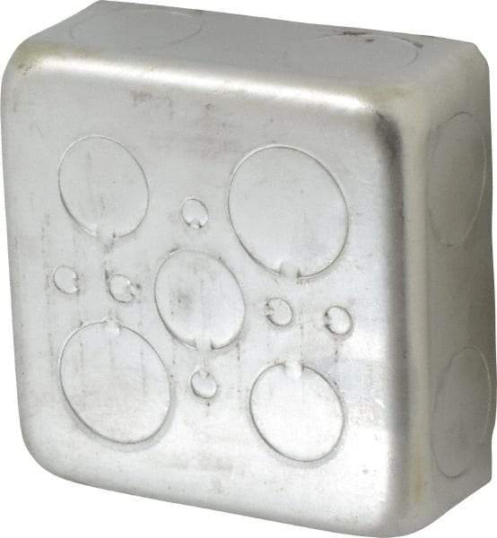 Cooper Crouse-Hinds - 1 Gang, (13) 1/2 & 3/4" Knockouts, Steel Square Outlet Box - 4" Overall Height x 4" Overall Width x 1-1/2" Overall Depth - USA Tool & Supply