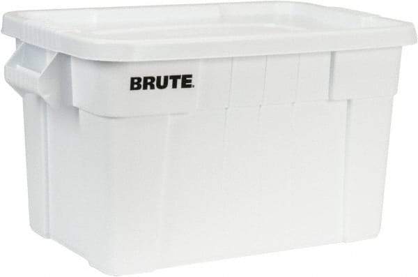Rubbermaid - 20 Gal, 400 Lb Load Capacity White Polyethylene Tote Container - Nesting, 27.9" Long x 17.4" Wide x 15.1" High, Lid Included - USA Tool & Supply
