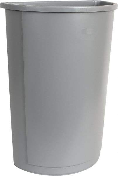 Rubbermaid - 21 Gal Gray Half-Round Trash Can - Polyethylene, 28" High x 21" Long x 11" Wide - USA Tool & Supply