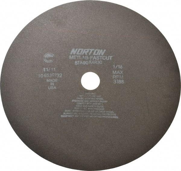 Norton - 12" 90 Grit Aluminum Oxide Cutoff Wheel - 1/16" Thick, 1-1/4" Arbor, 3,185 Max RPM, Use with Angle Grinders - USA Tool & Supply
