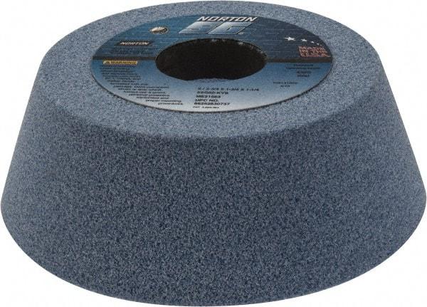 Norton - 5" Diam, 1-1/4" Hole Size, 1-3/4" Overall Thickness, 60 Grit, Type 11 Tool & Cutter Grinding Wheel - Medium Grade, Ceramic, K Hardness, Vitrified Bond, 4,585 RPM - USA Tool & Supply