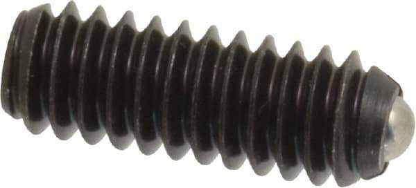 Vlier - 1/4-20, 0.125" Ball Diam, 0.675" Body Length, 0.035" Max Ball Reach, Threaded Ball Plunger - Steel Body, Stainless Steel Ball, 3 Lb Initial End Force, 7 Lb Final End Force - USA Tool & Supply
