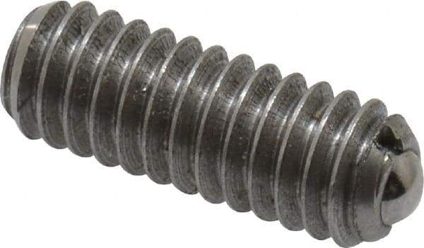 Vlier - 8-32, 0.094" Ball Diam, 0.445" Body Length, 0.025" Max Ball Reach, Threaded Ball Plunger - Stainless Steel Body, Stainless Steel Ball, 0.5 Lb Initial End Force, 1.25 Lb Final End Force - USA Tool & Supply