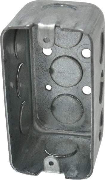 Cooper Crouse-Hinds - 1 Gang, (11) 1/2" Knockouts, Steel Rectangle Wall Box - 4" Overall Height x 2-1/8" Overall Width x 2-1/8" Overall Depth - USA Tool & Supply