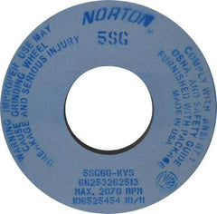 Norton - 12" Diam x 5" Hole x 1" Thick, K Hardness, 60 Grit Surface Grinding Wheel - Ceramic, Type 1, Medium Grade, 2,070 Max RPM, Vitrified Bond, No Recess - USA Tool & Supply