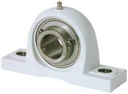 Value Collection - 1-7/16" ID, 42.9mm OAL x 3-23/32" OAH Pillow Block - 3,462 Lb Static Cap, 5,777 Lb Dyn Cap, 5" Btw Mnt Hole Ctrs, SS Thermoplastic - USA Tool & Supply