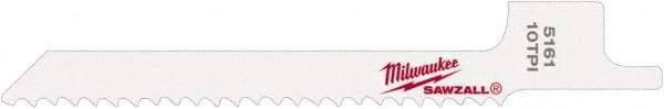 Milwaukee Tool - 3-5/8" Long x 5/16" Thick, Steel Reciprocating Saw Blade - Scroll Profile, 10 TPI, Toothed Edge, Universal Shank - USA Tool & Supply