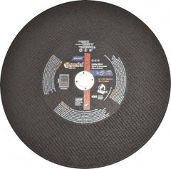 Norton - 14" Aluminum Oxide Cutoff Wheel - 3/32" Thick, 1" Arbor, 4,365 Max RPM, Use with Stationary Tools - USA Tool & Supply
