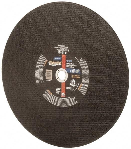 Norton - 16" Aluminum Oxide Cutoff Wheel - 7/64" Thick, 1" Arbor, 3,820 Max RPM, Use with Stationary Tools - USA Tool & Supply