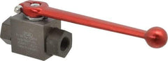 HYDAC - 3/8" Pipe, Carbon Steel Standard Ball Valve - 1 Piece, FNPT x FNPT Ends, Lever Handle, 7,250 WOG - USA Tool & Supply