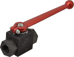 HYDAC - 1/2" Pipe, Carbon Steel Standard Ball Valve - 1 Piece, FNPT x FNPT Ends, Lever Handle, 5,800 WOG - USA Tool & Supply