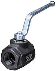 HYDAC - 1-1/2" Pipe, Carbon Steel Standard Ball Valve - 1 Piece, SAE x SAE Ends, Lever Handle, 5,000 WOG - USA Tool & Supply